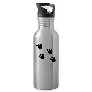 Bear Paw Muster - Trinkflasche mit integriertem Trinkhalm - Lightsilver - Rechts