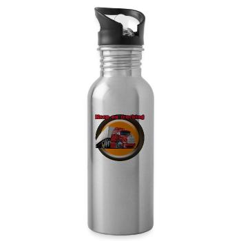 "Keep on trucking" - Das Geschenk für den Trucker - Trinkflasche mit integriertem Trinkhalm - Lightsilver - Rechts
