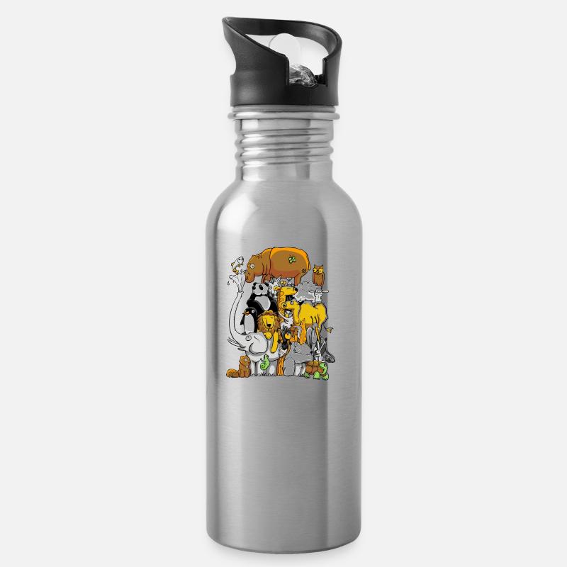 Wildes Leben - Trinkflasche mit integriertem Trinkhalm - Lightsilver