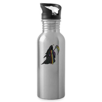 Unicorn Death Sensenmann funny gift of Christmas - Water bottle with straw - silver - Right
