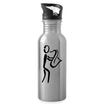 Saxophonist Saxophon - Trinkflasche mit integriertem Trinkhalm - Lightsilver - Rechts
