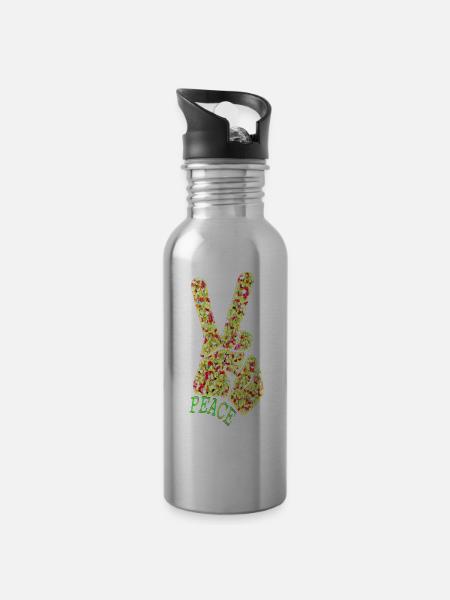 Peace - Water bottle with straw - silver