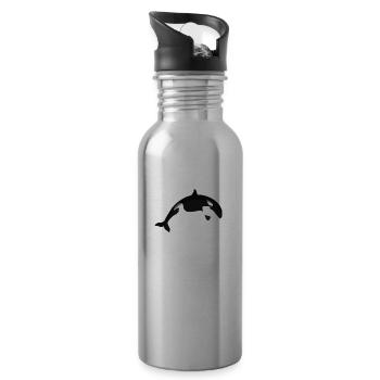 killer whale - Water bottle with straw - silver - Right
