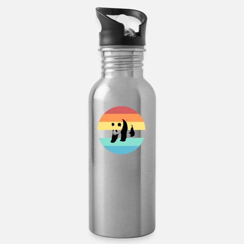 Panda - Trinkflasche mit integriertem Trinkhalm - Lightsilver