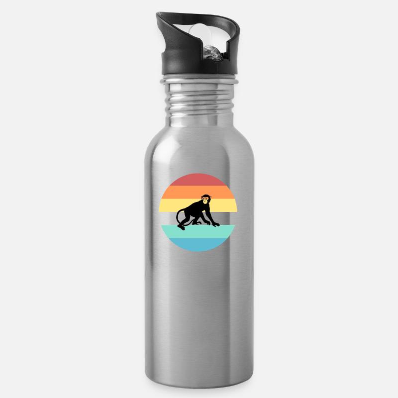 Affe - Trinkflasche mit integriertem Trinkhalm - Lightsilver
