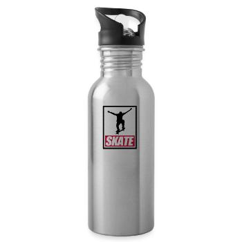 Skate Skateboarder Skater Geschenk Sk8 BMX Olli - Trinkflasche mit integriertem Trinkhalm - Lightsilver - Rechts