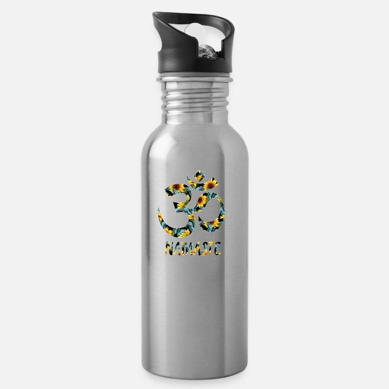 Sonnenblume Om - Trinkflasche mit integriertem Trinkhalm - Lightsilver