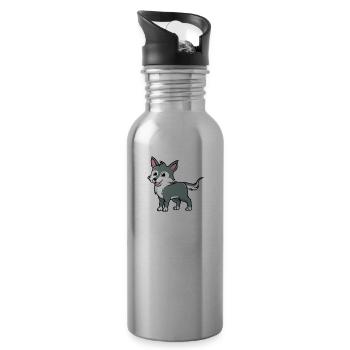 Sweet wolf - Water bottle with straw - silver - Right