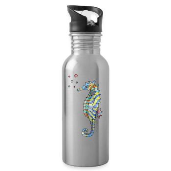 Seepferdchen - Trinkflasche mit integriertem Trinkhalm - Lightsilver - Rechts