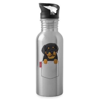 Rotweiller Pocket - Water bottle with straw - silver - Right