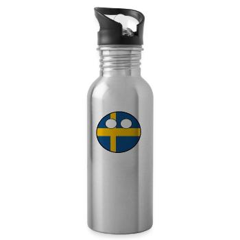 Countryball Country Home Sweden - Water bottle with straw - silver - Right