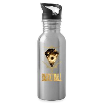 Basketball Ball Gold Basketball Player Player - Water bottle with straw - silver - Right