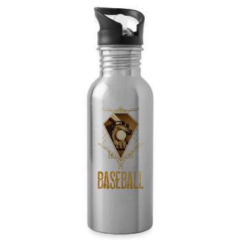 Baseball Ball Gold Spieler USA Sport Vintage Retro - Trinkflasche mit integriertem Trinkhalm - Lightsilver - Rechts