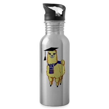 Schulabschluss Bachelor Studium Absolvent Alpaka - Trinkflasche mit integriertem Trinkhalm - Lightsilver - Rechts
