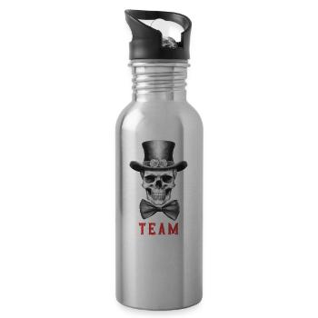JGA Team Bräutigam Totenkopf Junggesellenabschied - Trinkflasche mit integriertem Trinkhalm - Lightsilver - Rechts