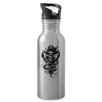 Pirate Anchor with Skull Pirate and Hat - Water bottle with straw - silver - Right