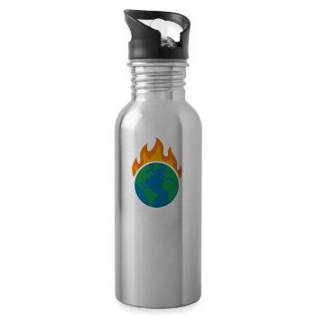 Stop Climate Change T-Shirt – Environmental Protection Protest - Water bottle with straw - silver - Right