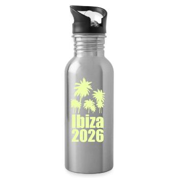 Ibiza 2026 Palmenparadies - Trinkflasche mit integriertem Trinkhalm - Lightsilver - Rechts