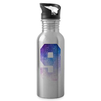 numéro 9 – Cadeau anniversaire 9 ans - Gourde avec paille intégrée - argent clair - Droite