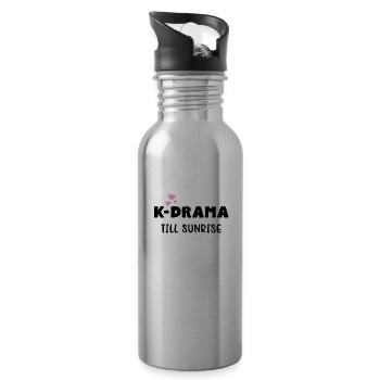 K-Drama till Sunrise - for K-Drama and K-Pop fans - Water bottle with straw - silver - Right