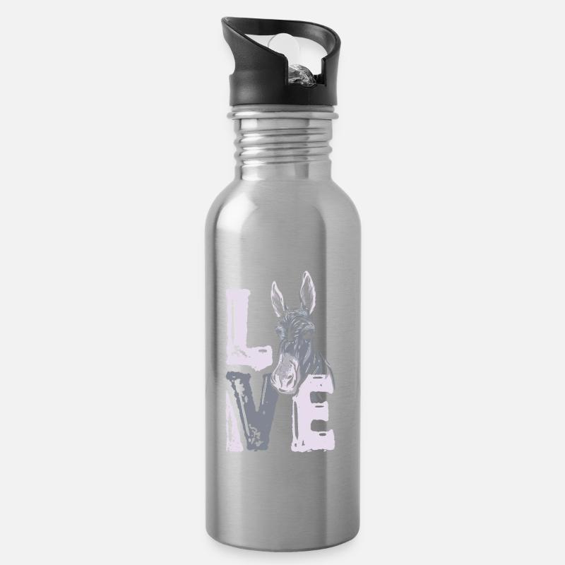 Esel - Trinkflasche mit integriertem Trinkhalm - Lightsilver