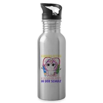 Kindergarten Jungs KITA outfit Einschulung Ende - Trinkflasche mit integriertem Trinkhalm - Lightsilver - Rechts