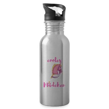 Ich bin ein cooles Hobby Horse Mädchen - Trinkflasche mit integriertem Trinkhalm - Lightsilver - Rechts