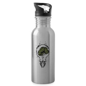 Environmental protection Climate protection Energy - Water bottle with straw - silver - Right