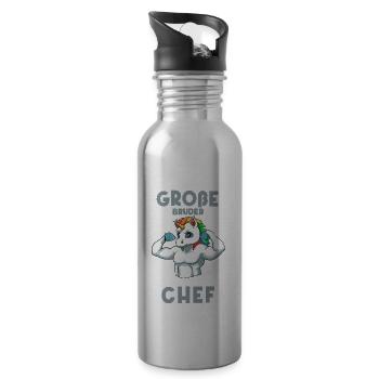 Lustiges Großer Bruder Shirt - Starkes Einhorn - Trinkflasche mit integriertem Trinkhalm - Lightsilver - Rechts