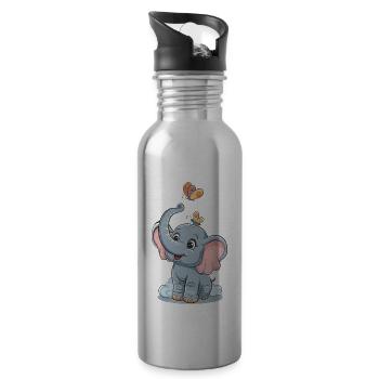 Niedlicher Elefant für Kinder für Kinder - Trinkflasche mit integriertem Trinkhalm - Lightsilver - Rechts