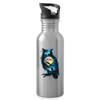 Niedliche Eule als Zauberer für einen Eulen Fans - Trinkflasche mit integriertem Trinkhalm - Lightsilver - Rechts