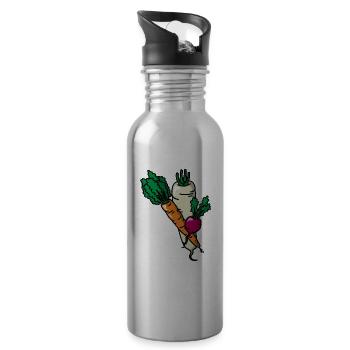 Gemüse Gemüsegarten Vegetables Garden Gärtner - Trinkflasche mit integriertem Trinkhalm - Lightsilver - Rechts
