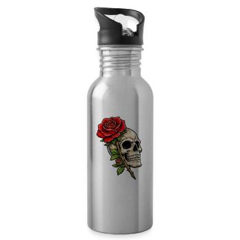 Skull - Water bottle with straw - silver - Right