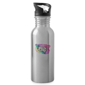 Titty Fucking Sex Funny Breasts Squid - Water bottle with straw - silver - Right
