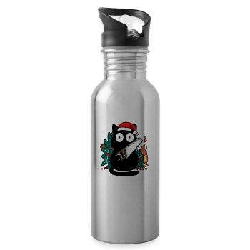 Weihnachten - Du hast nichts gesehen - Katzentannenbaum - Trinkflasche mit integriertem Trinkhalm - Lightsilver - Rechts