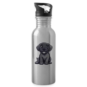Mastiff Hund Niedlich - Trinkflasche mit integriertem Trinkhalm - Lightsilver - Rechts
