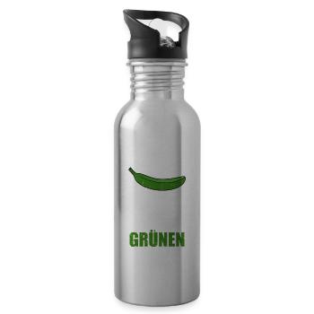 Wählen ist wie Bananen kaufen - keine Grünen - Trinkflasche mit integriertem Trinkhalm - Lightsilver - Rechts