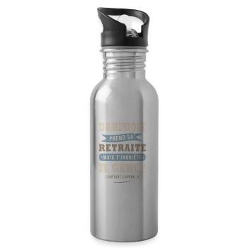 Dominique humour retraite cadeau retraité - Gourde avec paille intégrée - argent clair - Droite