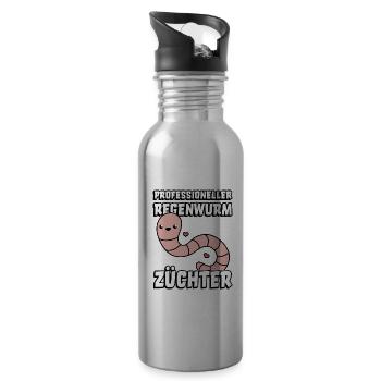 Regenwurm Zucht Regenwürmer Züchter Wurmzucht - Trinkflasche mit integriertem Trinkhalm - Lightsilver - Rechts