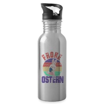Frohe Ostern - Happy Easter - Osterhase - Trinkflasche mit integriertem Trinkhalm - Lightsilver - Rechts
