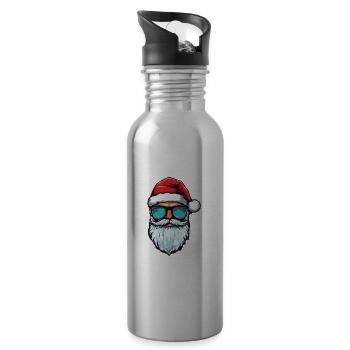Santa Claus Cool Christmas - Water bottle with straw - silver - Right