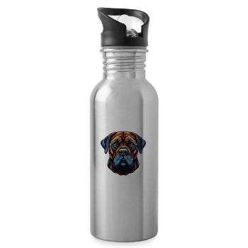 Mastiff Hund Portrait - Trinkflasche mit integriertem Trinkhalm - Lightsilver - Rechts