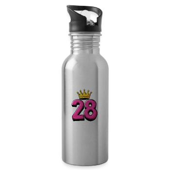 28 Number Jersey Crown - Water bottle with straw - silver - Right