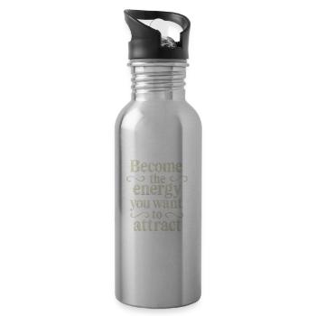 Motivationstext in beiger Vintage-Typografie - Trinkflasche mit integriertem Trinkhalm - Lightsilver - Rechts