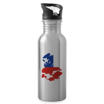 Chile Flagge Südamerika Chilenische Fahne Vintage - Trinkflasche mit integriertem Trinkhalm - Lightsilver - Rechts