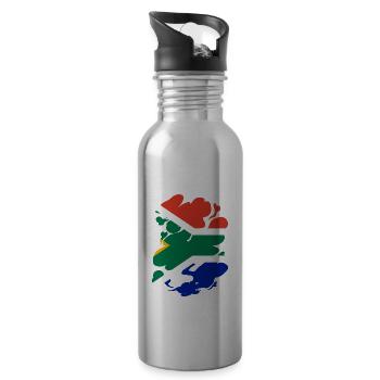 South Africa Flag Africa South African Flag - Water bottle with straw - silver - Right
