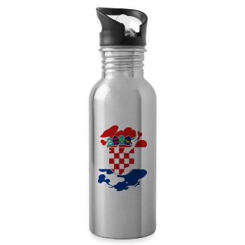 Croatie Drapeau Adriatique Zagreb Drapeau croate - Gourde avec paille intégrée - argent clair - Droite