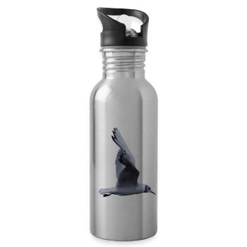 Eine fliegende Möwe - Trinkflasche mit integriertem Trinkhalm - Lightsilver - Rechts