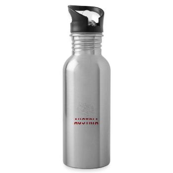 Mäht In Austria - Österreich Gärtner Gartenarbeit - Trinkflasche mit integriertem Trinkhalm - Lightsilver - Rechts
