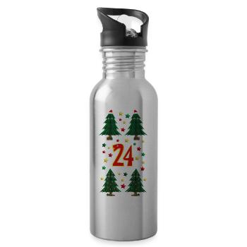 Weihnachtstannen mit Weihnachtsmützen und Sternen. - Trinkflasche mit integriertem Trinkhalm - Lightsilver - Rechts